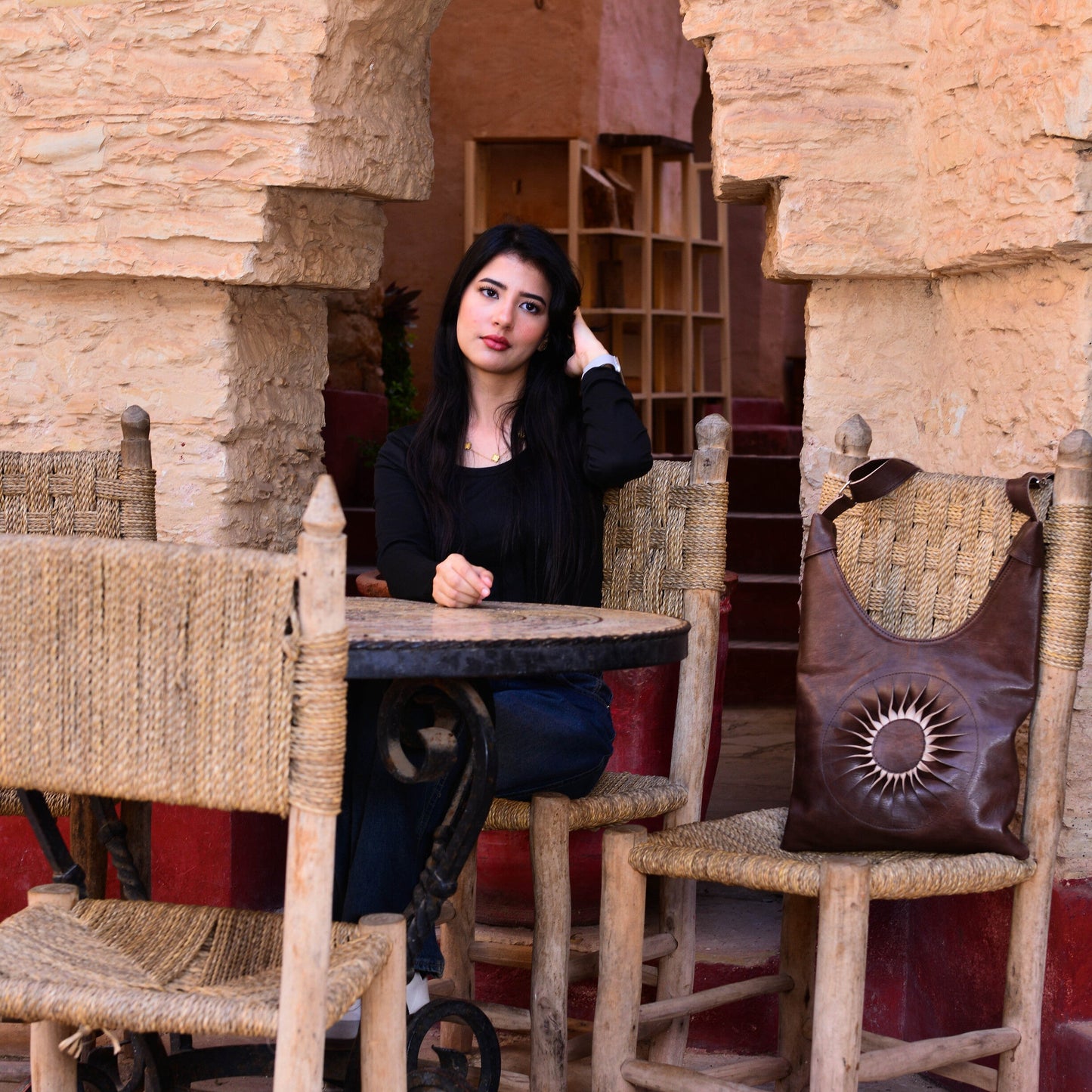 Handcrafted Moroccan Leather Shoulder B