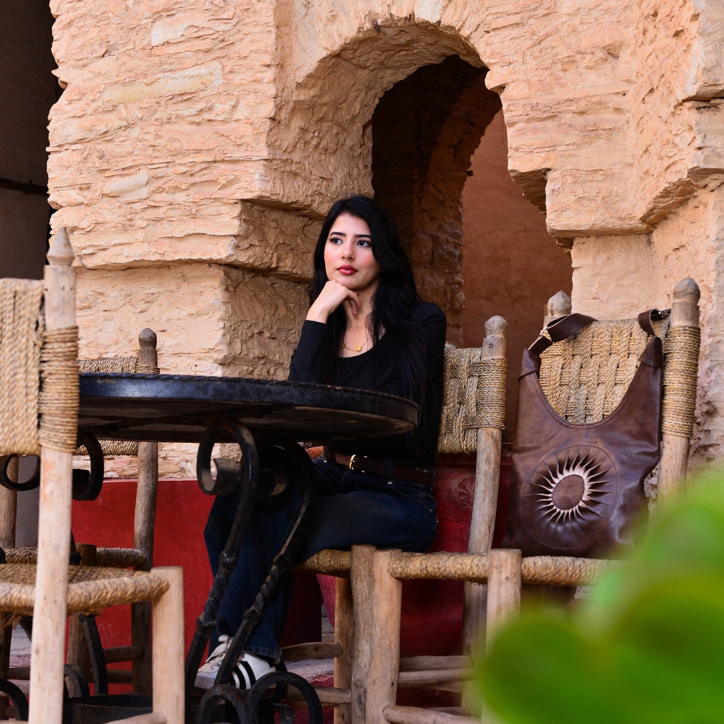 Handcrafted Moroccan Leather Shoulder B