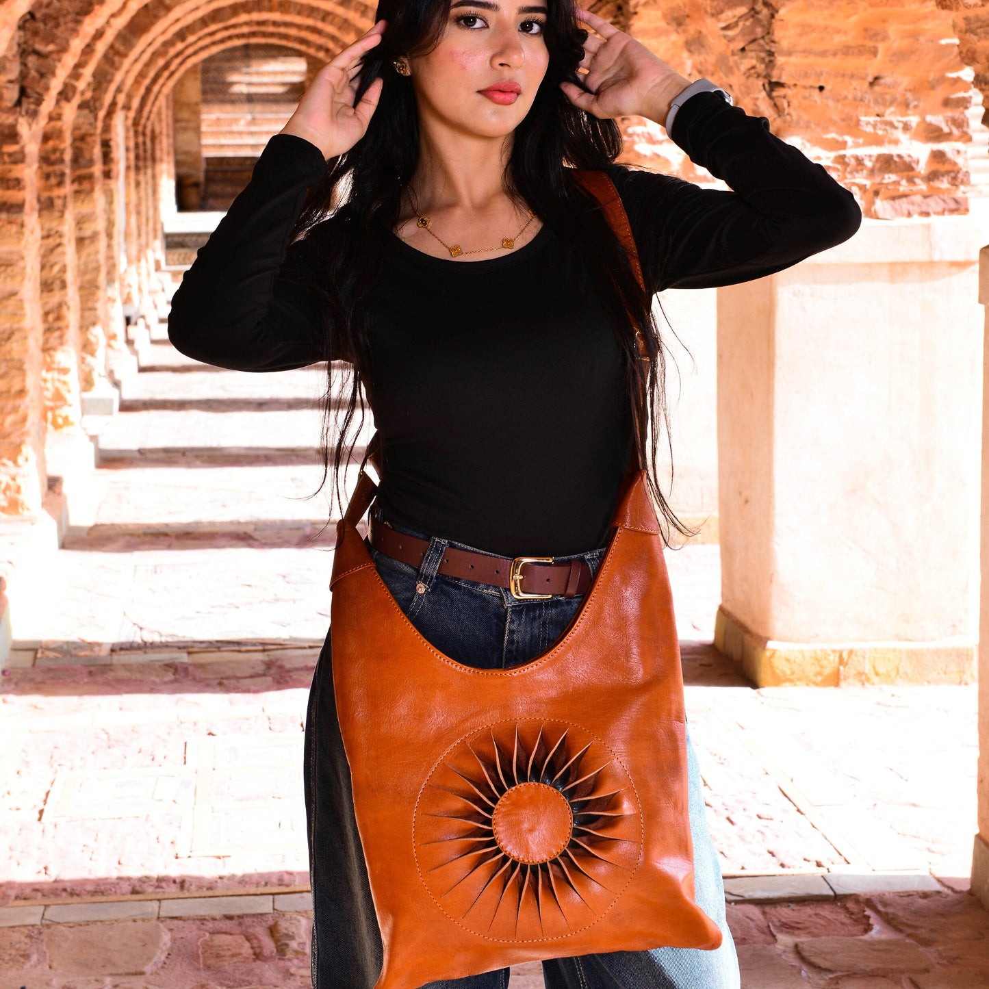 Handcrafted Moroccan Leather Shoulder B