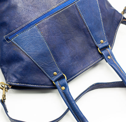Blue Leather Shoulder Bag