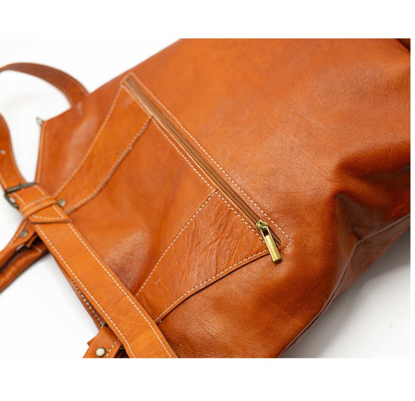 Cognac Leather Shoulder Bag