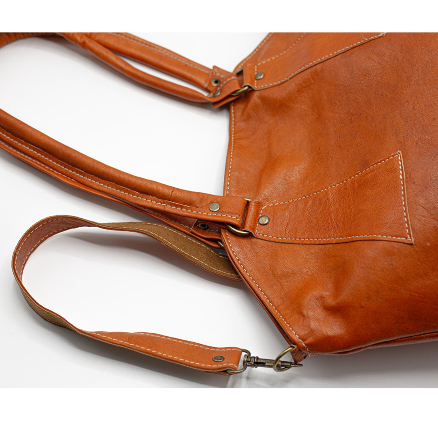 Cognac Leather Shoulder Bag