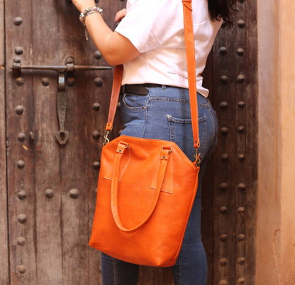 Cognac Leather Shoulder Bag