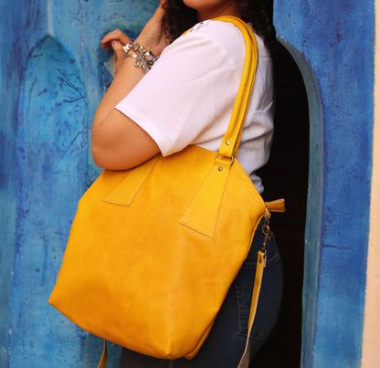 Yellow Leather Shoulder Bag