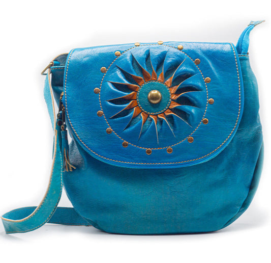 Turquoise Blue Leather Bag
