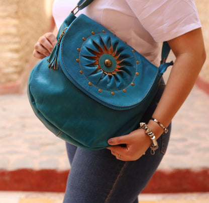 Turquoise Blue Leather Bag