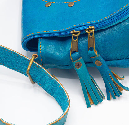 Turquoise Blue Leather Bag
