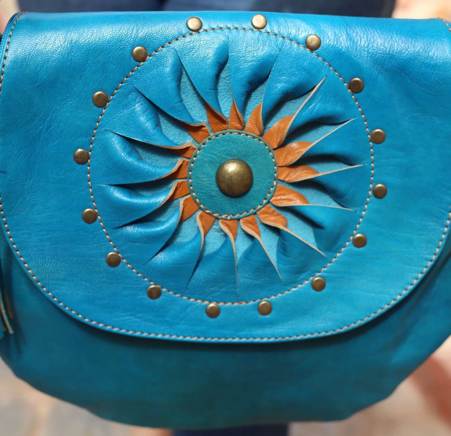 Turquoise Blue Leather Bag