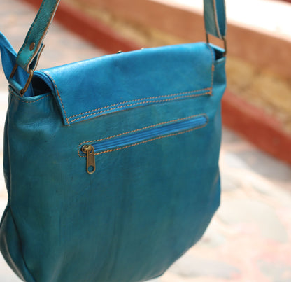 Turquoise Blue Leather Bag