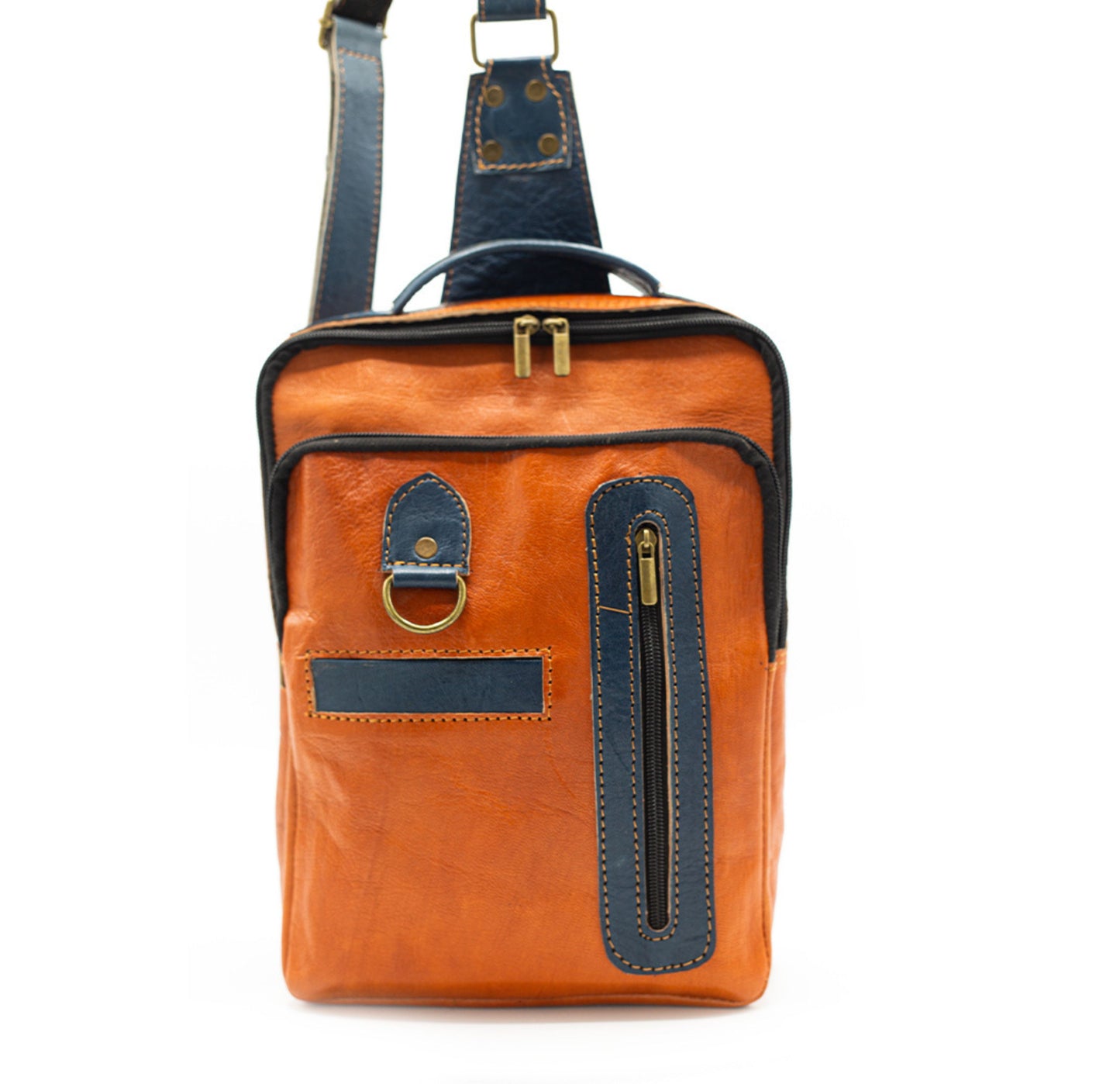 Cognac Leather Crossbody Bag