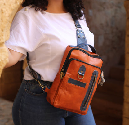 Cognac Leather Crossbody Bag