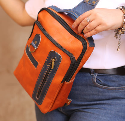 Cognac Leather Crossbody Bag