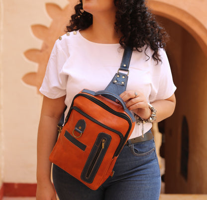 Cognac Leather Crossbody Bag