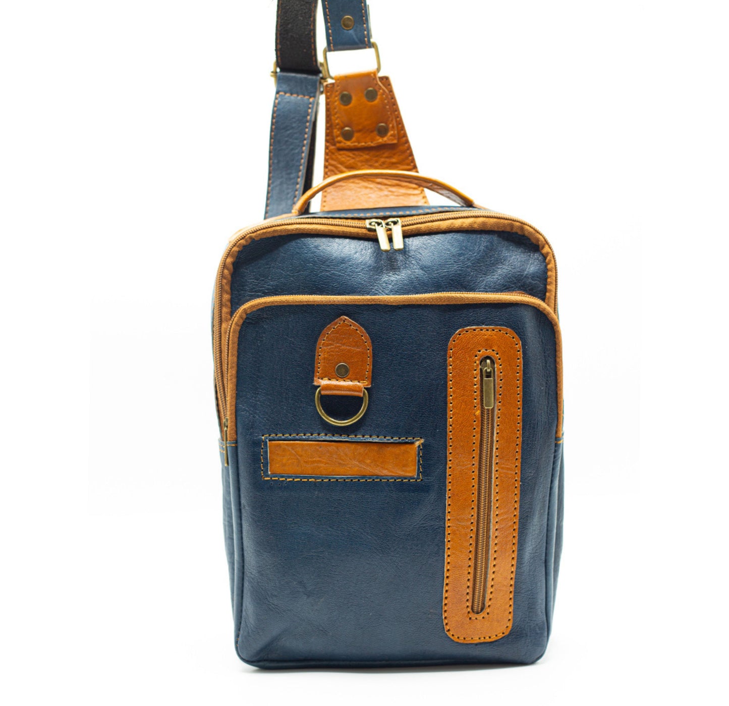 Navy Blue Leather Crossbody Bag