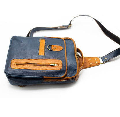 Navy Blue Leather Crossbody Bag