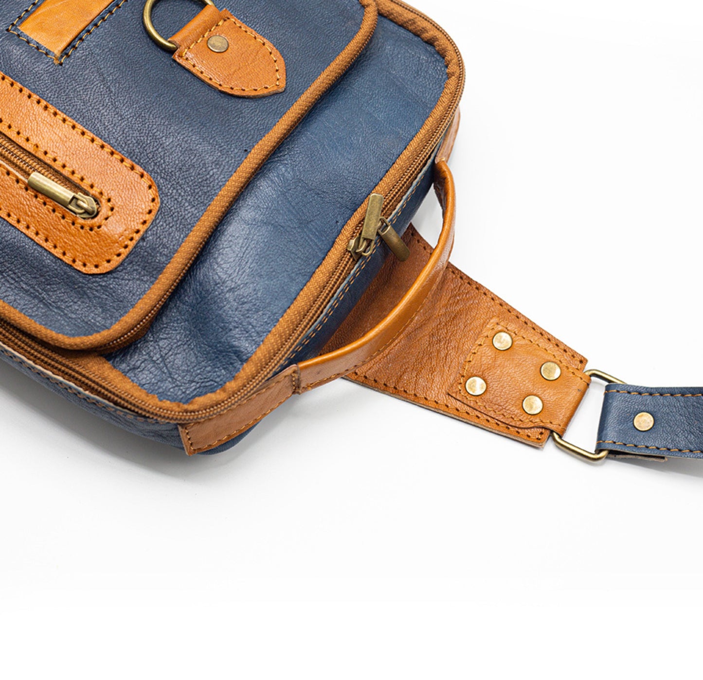 Navy Blue Leather Crossbody Bag