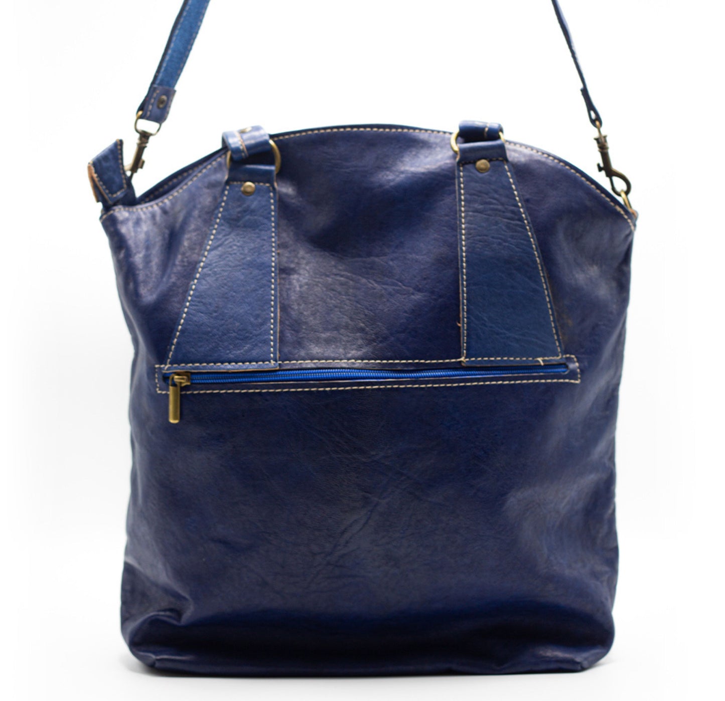 Blue Leather Shoulder Bag